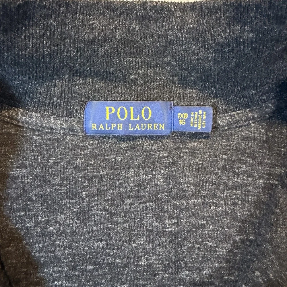 Polo Ralph Lauren Sweater Mens Big & Tall Gray Quarter Zip Heavy Ribbed 1XB